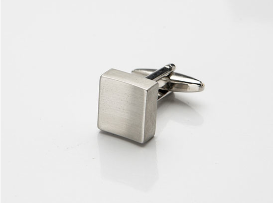 Square Cufflinks Concave Rhodium Plated