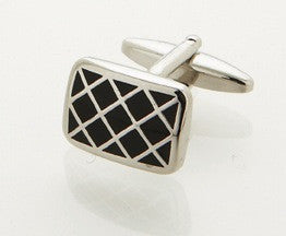 Black Enamel 'Criss-Cross' Cufflinks by Cudworth