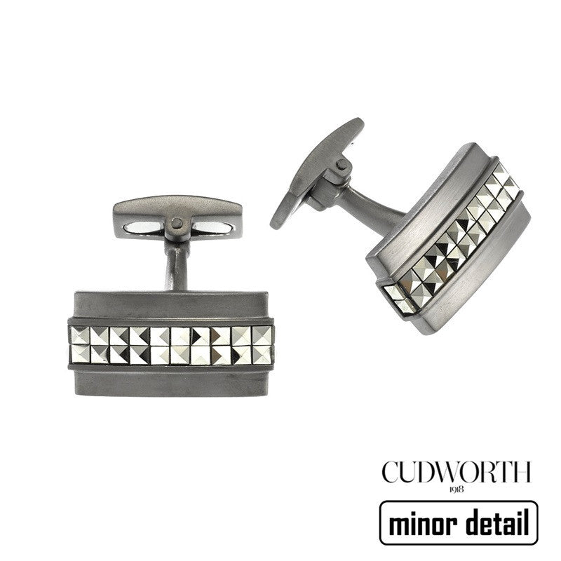 Oxidised Silver Cufflinks with Cubic Zirconia by Cudworth Australia