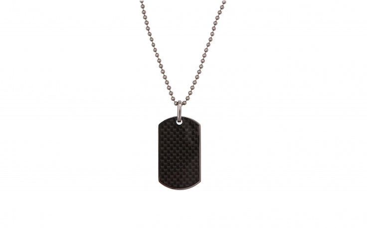 Carbon Fibre and Stainless Steel Mens Necklace with Dog Tag by Cudworth