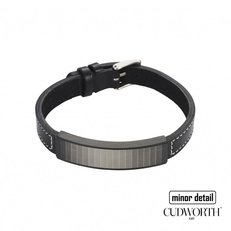 Ion Plated Gradient Stripe ID Leather Bracelet by Cudworth Mens Jewellery Australia