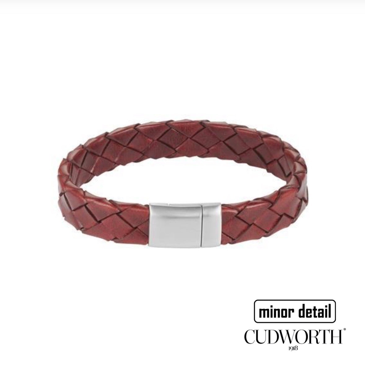 Mens Woven Bracelet by Cudworth in Italian Oxblood Red Leather