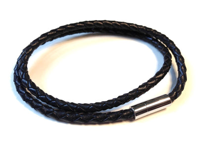 Black Leather Bracelet Double Wrap by Cudworth Sydney