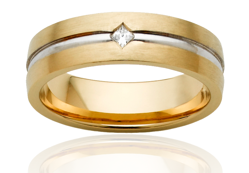 Mens Gold Wedding Ring with Diamond