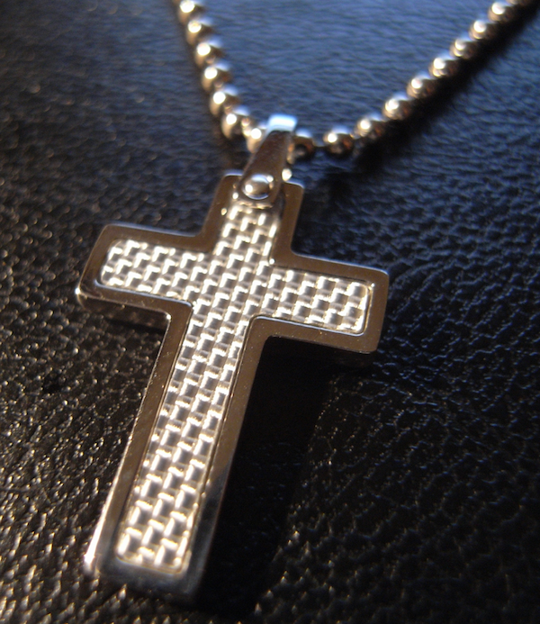 Mens Carbon Fibre Cross Necklace