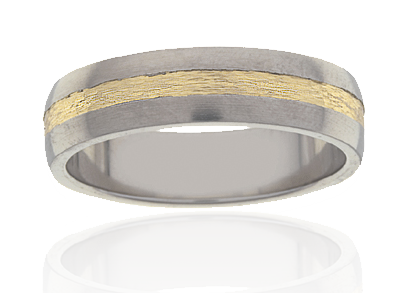 Mens Titanium Ring with Milled Gold