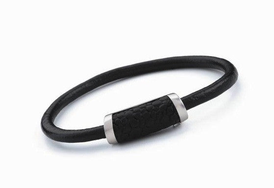 Mens Leather and Sterling Silver Bracelet