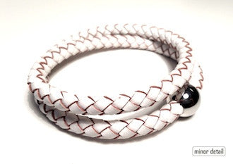 White Woven Leather Bracelet