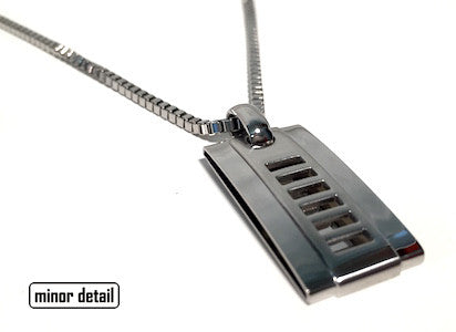 Polished Steel Pendant Necklace on Box Chain