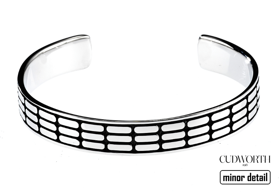 Cudworth Mens Silver Cuff Bangle with gift box.