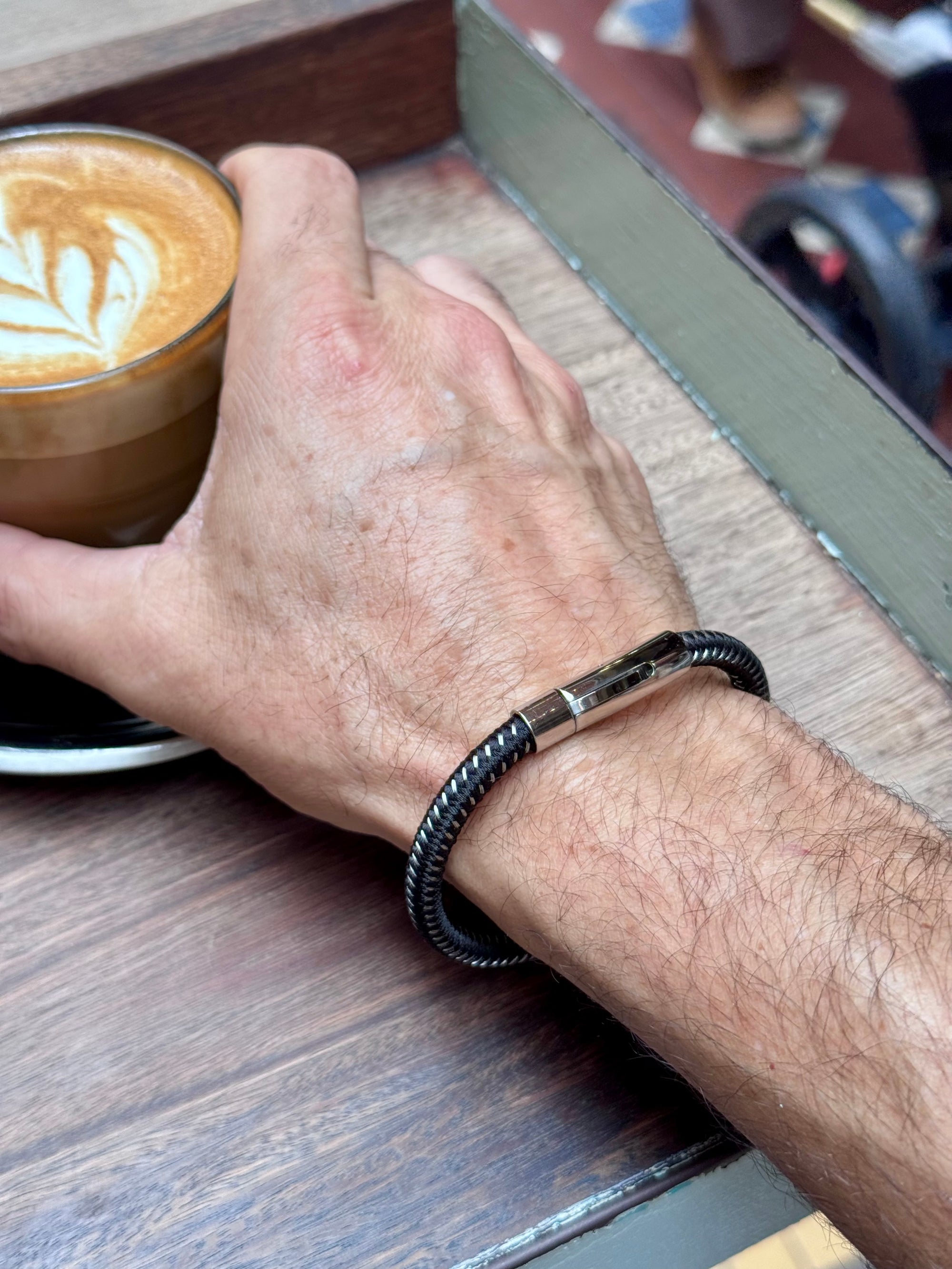 Woven Steel & Leather Bracelet