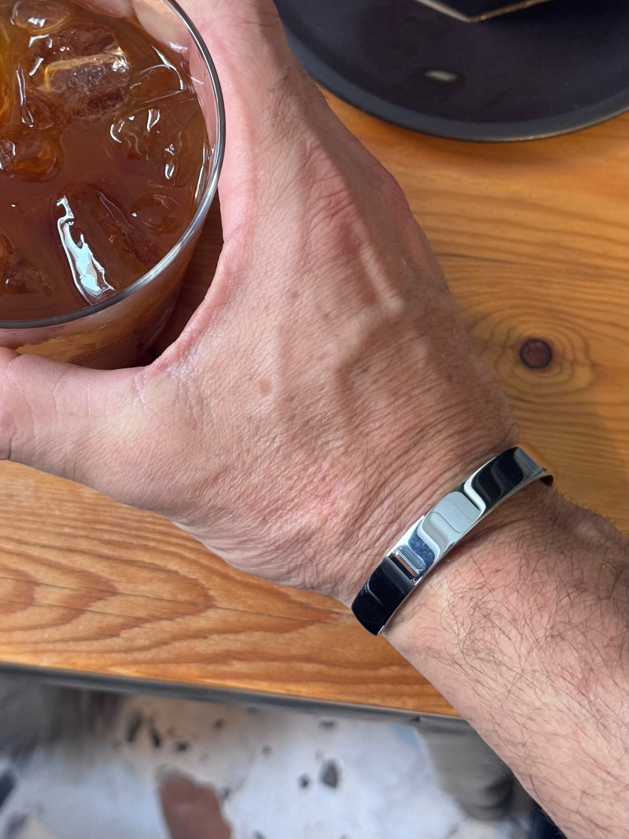 Mens Mirror Polished Stainless Steel Cuff Bracelet