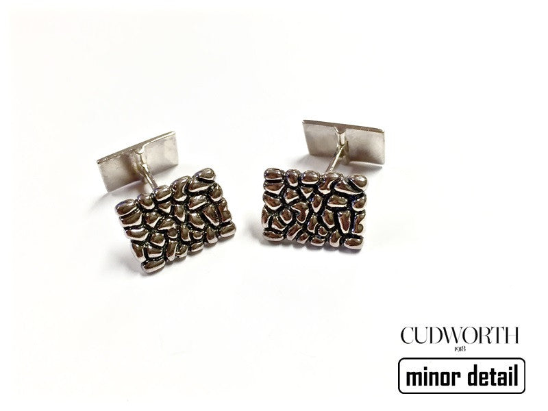 Square Pebbled Silver Cufflinks