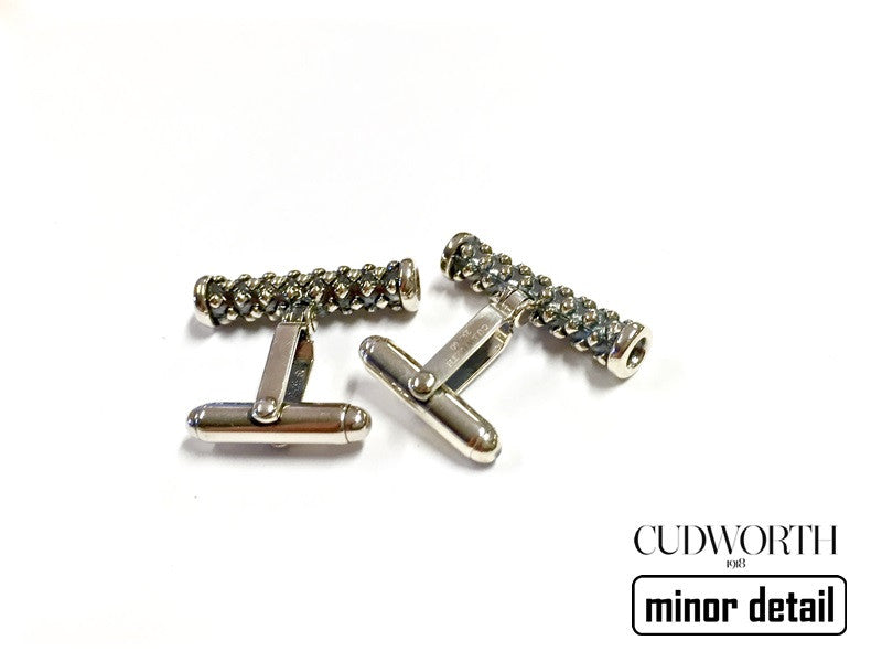 Roll Studded Oxidised Silver Cufflinks