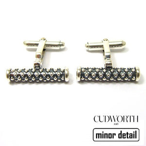 Roll Studded Oxidised Silver Cufflinks