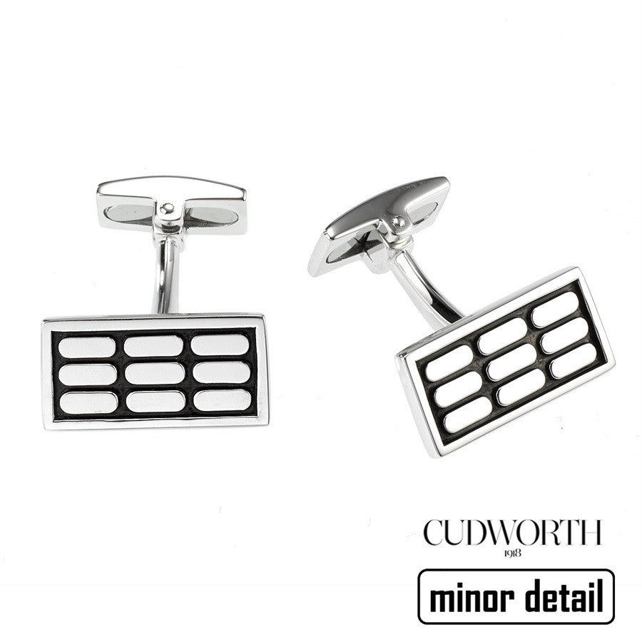 Contrast Pattern Silver Cufflinks by Cudworth Sydney