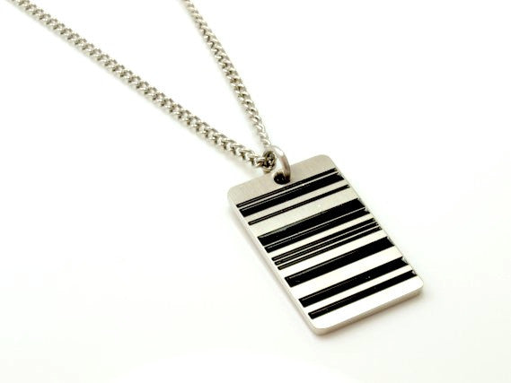 Dog Tag Necklace Reversible in Barcode Design