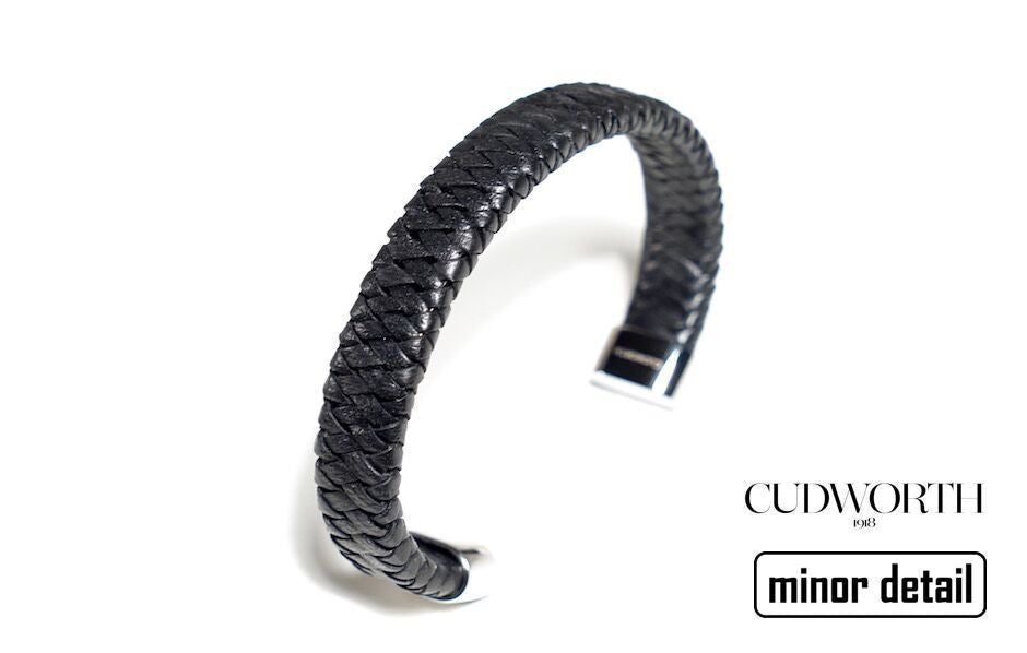 Premium Mens Leather Cuff Bracelet in Black Leather by Cudworth