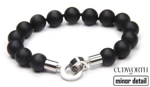 Ball beaded Bracelet in Black Agate with Stainless Steel clasp