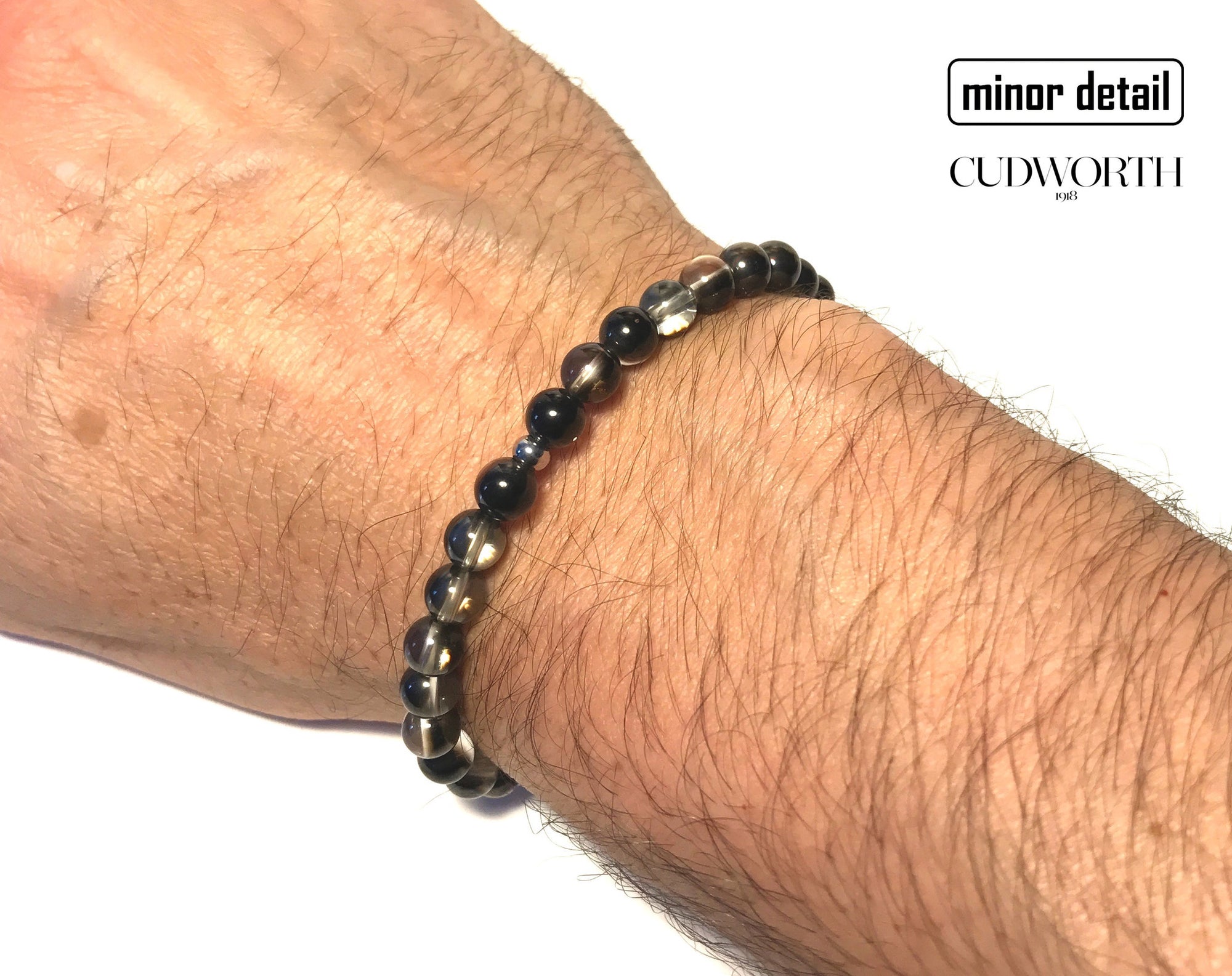Mens Clear Smoked Beaded Bracelet