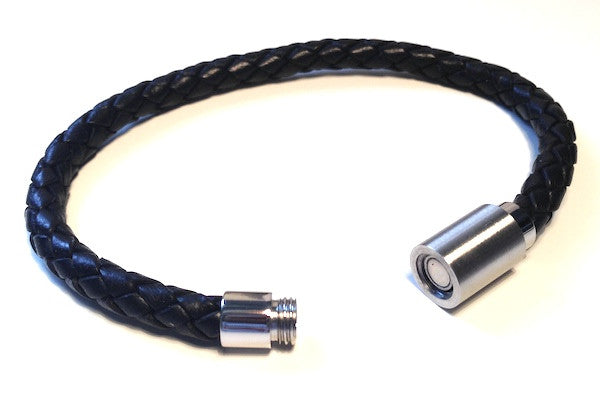 Mens Black Leather Bracelet by Cudworth