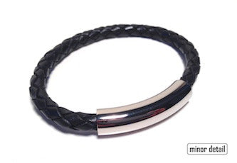 Black Leather Bracelet with Polished Clasp by Cudworth Sydney
