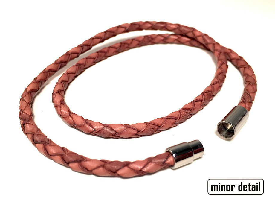 Braided Leather Rope Bracelet- Double Wrap - BROWN