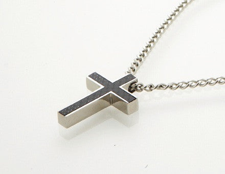 Mens Cross Necklace in Carbon Fibre