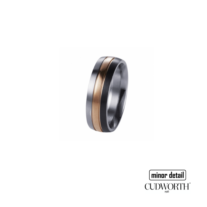Cudworth Men's Brushed Stainless Steel, Ion Plated Rose Gold and Gun Metal Ring
