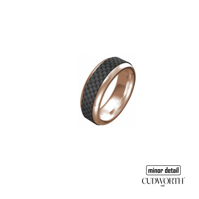 Mens Rose Gold Carbon Fibre Ring by Cudworth Sydney