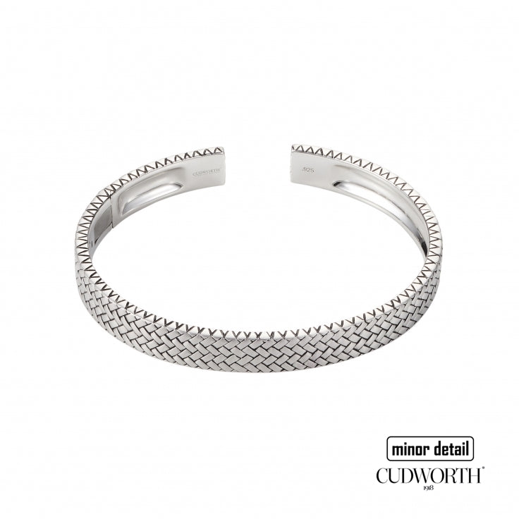 Woven Pattern Rhodium Plated Bangle by Cudworth Australia