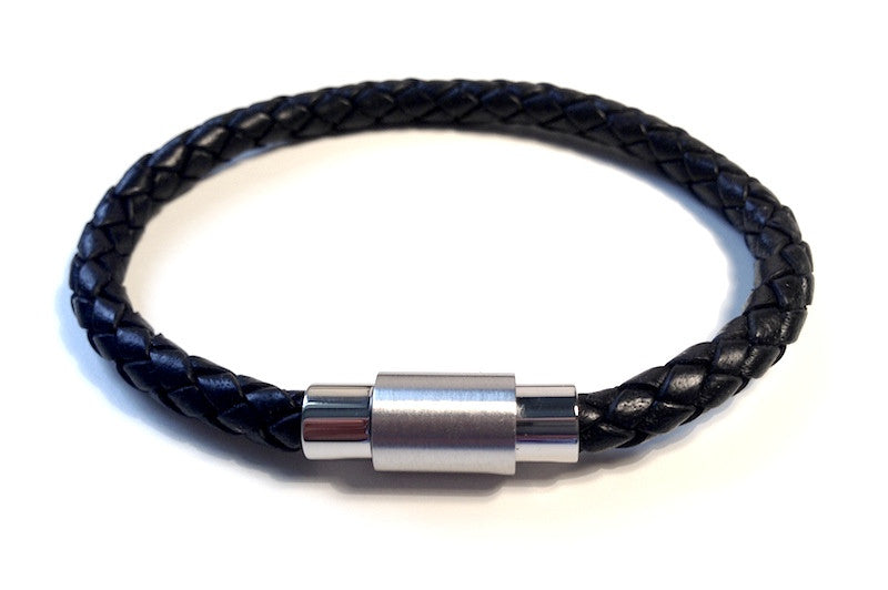 Mens Black Leather Bracelet by Cudworth