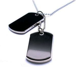 Oversised Dog Tag Necklace Twin Tags