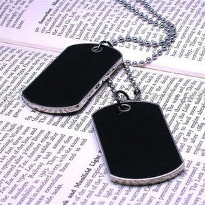 Oversised Dog Tag Necklace Twin Tags