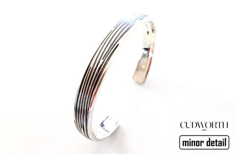 Sterling Silver Cuff Bracelet in Wood Texture