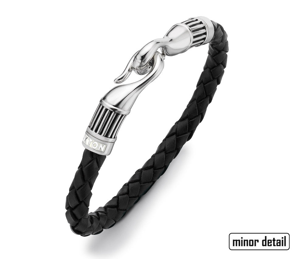 Hoxton Bold Sterling Silver & Leather Hook Bracelet