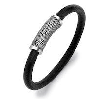 Mens Bracelet in Silver and Leather by Hoxton