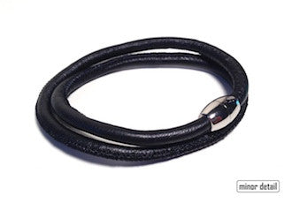 Black Lambs Leather Bracelet Double Wrap
