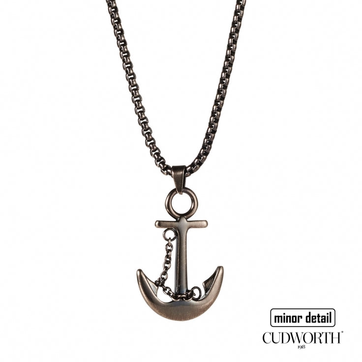 Cudworth Men's Steel Antique Bronze Anchor Chain Necklace