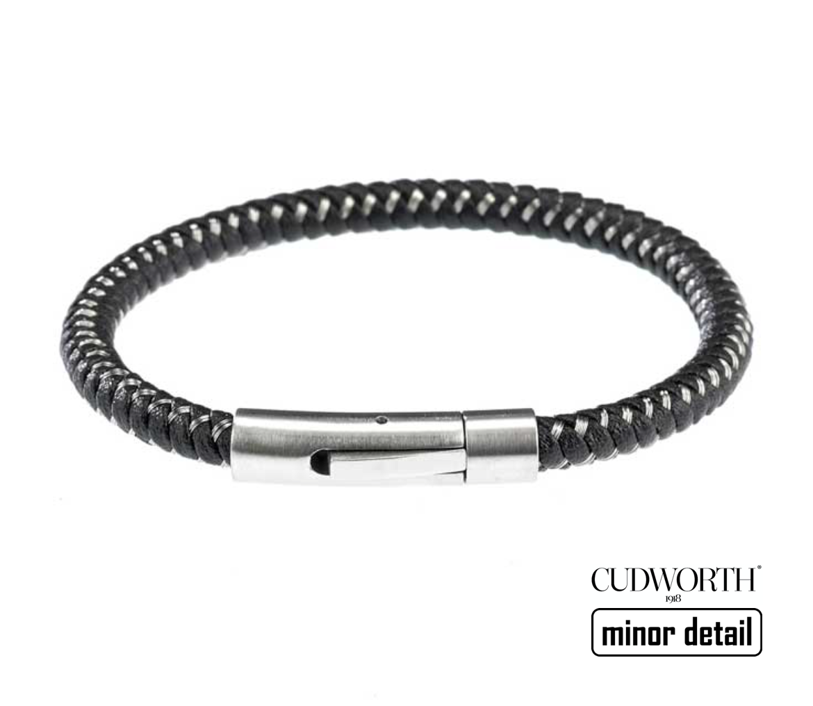 Woven Steel & Leather Bracelet