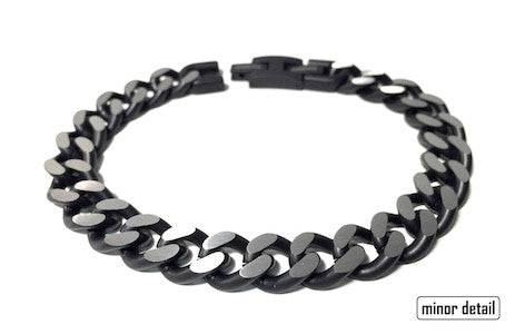 Mens Steel Chain Bracelet in Black & Machined Steel