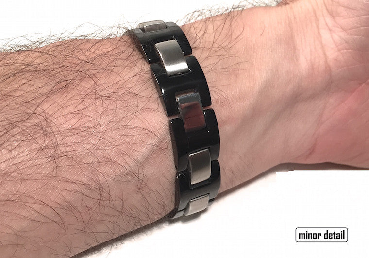 Mens Steel Bracelet in Black and Polished Stainless Steel