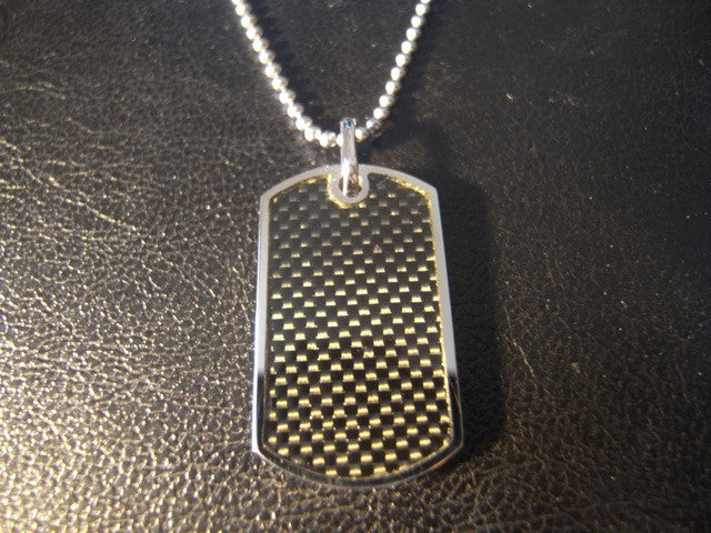 Carbon Fibre and Stainless Steel Mens Necklace with Dog Tag by Cudworth