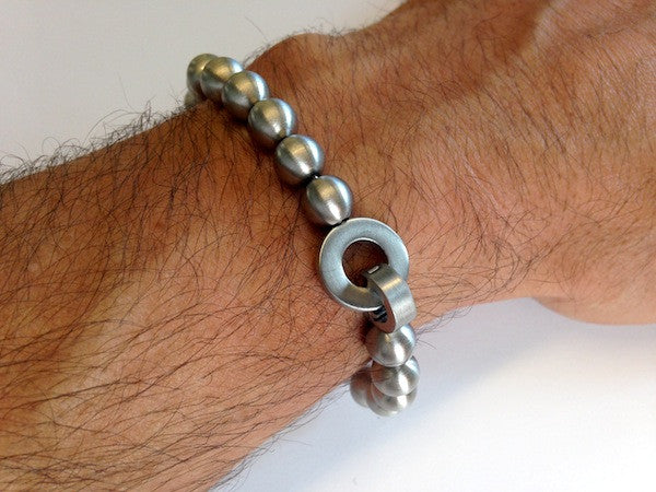 Cudworth Brushed Steel 24 Ball Beaded Bracelet