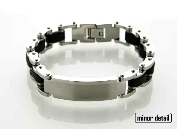 Steel Chain Rubber ID Bracelet
