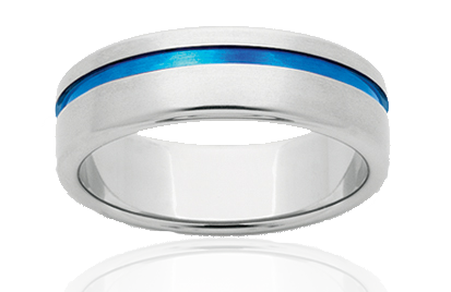 Mens Titanium Blue Strike Single Ring