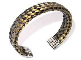 Mens Woven Steel Cuff bracelet in Gold by Cudworth