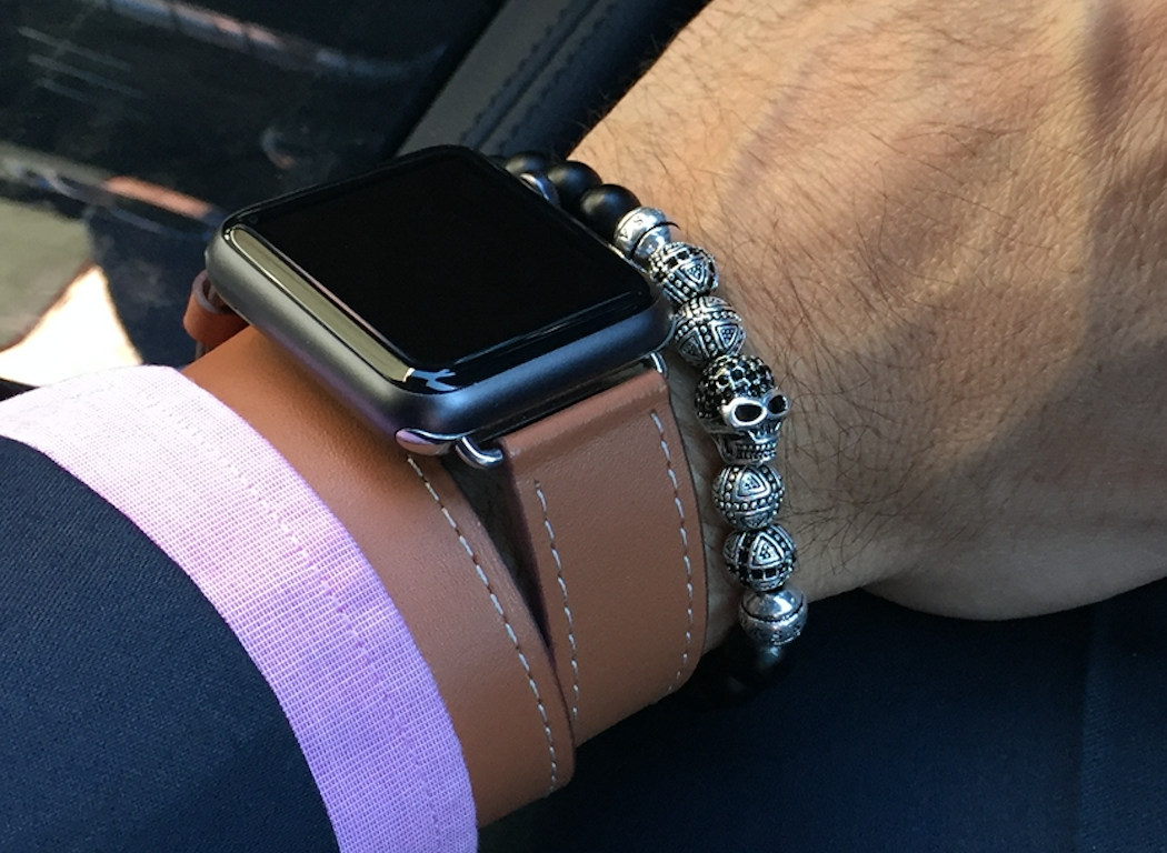 Skull beaded black silver bracelet