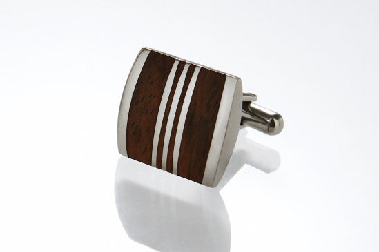 Wooden Stainless Steel Cufflinks by Cudworth