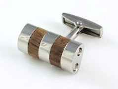 Stainless Steel with Wood Inlay Cufflinks